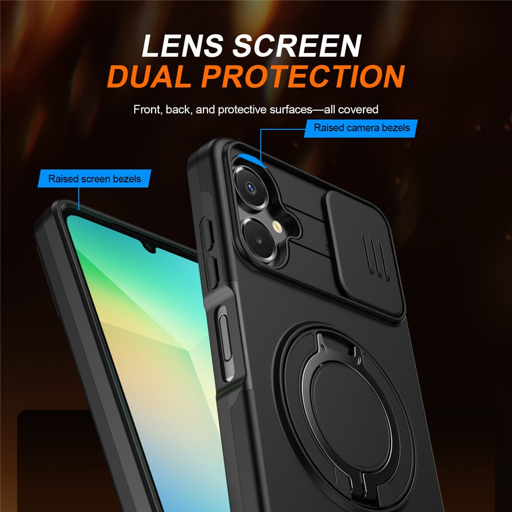 For Samsung Galaxy A06 4G  /  A06 5G Case Magnetic Case Ring Kickstand Slide Camera Cover TPU PC Hybrid Phone Shell