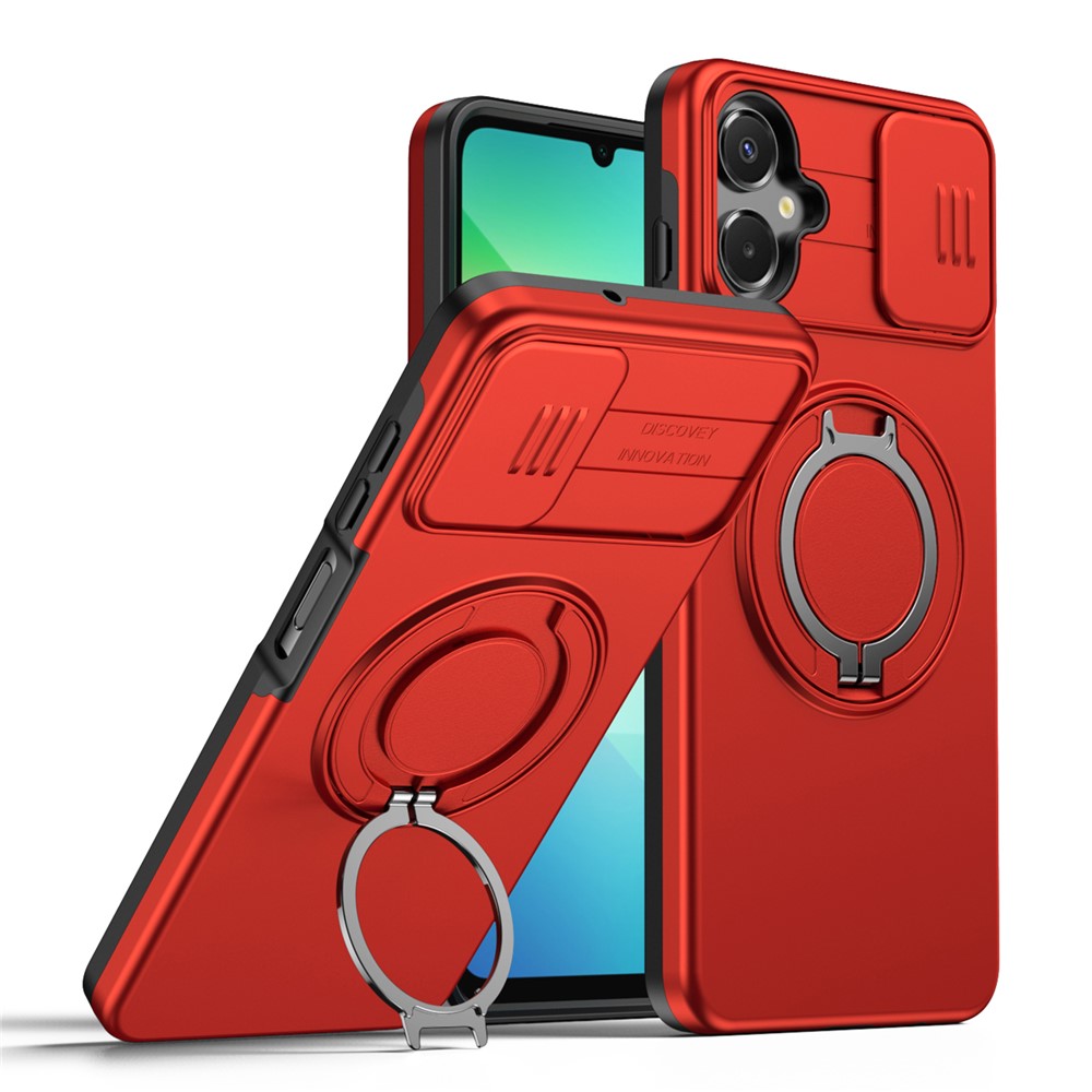 For Samsung Galaxy A06 4G  /  A06 5G Case Magnetic Case Ring Kickstand Slide Camera Cover TPU PC Hybrid Phone Shell
