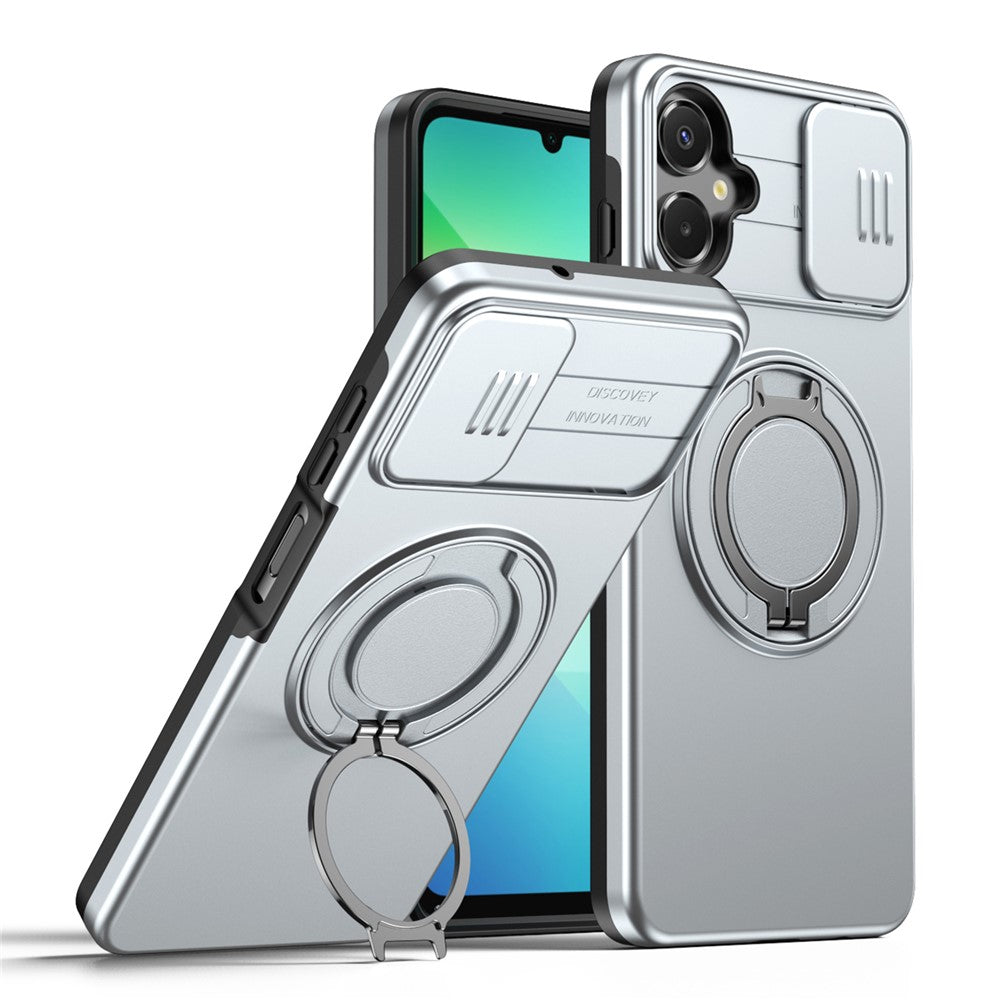Til Samsung Galaxy A08 5G / A08 4G / A07 5G / A07 4G Cover Magnetisk Cover Ring Stander Slide Kameradæksel TPU PC Hybrid Telefoncover