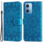 Xiaomi Redmi Note 12 5G (Global) / (Indien) / (Kina) / Poco X5 5G, PU-läderfodral med tryck och solrosmotiv, fällbart stativ, mobilfodral med rem