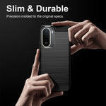 WANLONFENG til Xiaomi Poco C85x 5G / Redmi A7 Pro 4G (171.56mm), etui med skærmfilm, LS-serien, stort linsehul, TPU-mobilcover med børstet tekstur