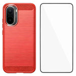 WANLONFENG til Xiaomi Poco C85x 5G / Redmi A7 Pro 4G (171.56mm), etui med skærmfilm, LS-serien, stort linsehul, TPU-mobilcover med børstet tekstur