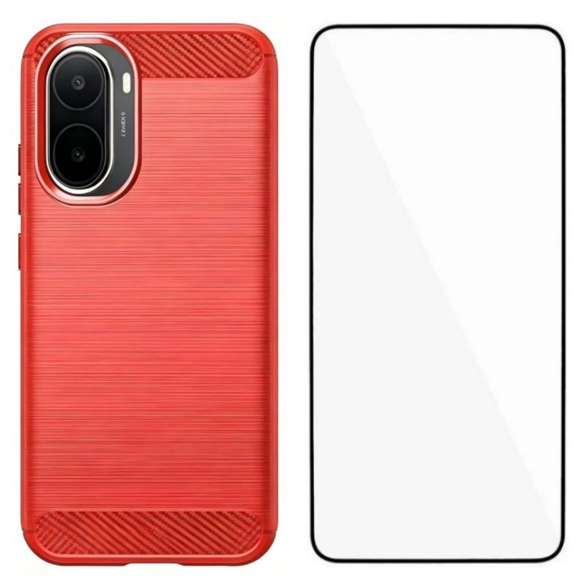 WANLONFENG til Xiaomi Poco C85x 5G / Redmi A7 Pro 4G (171.56mm), etui med skærmfilm, LS-serien, stort linsehul, TPU-mobilcover med børstet tekstur