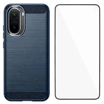 WANLONFENG til Xiaomi Poco C85x 5G / Redmi A7 Pro 4G (171.56mm), etui med skærmfilm, LS-serien, stort linsehul, TPU-mobilcover med børstet tekstur