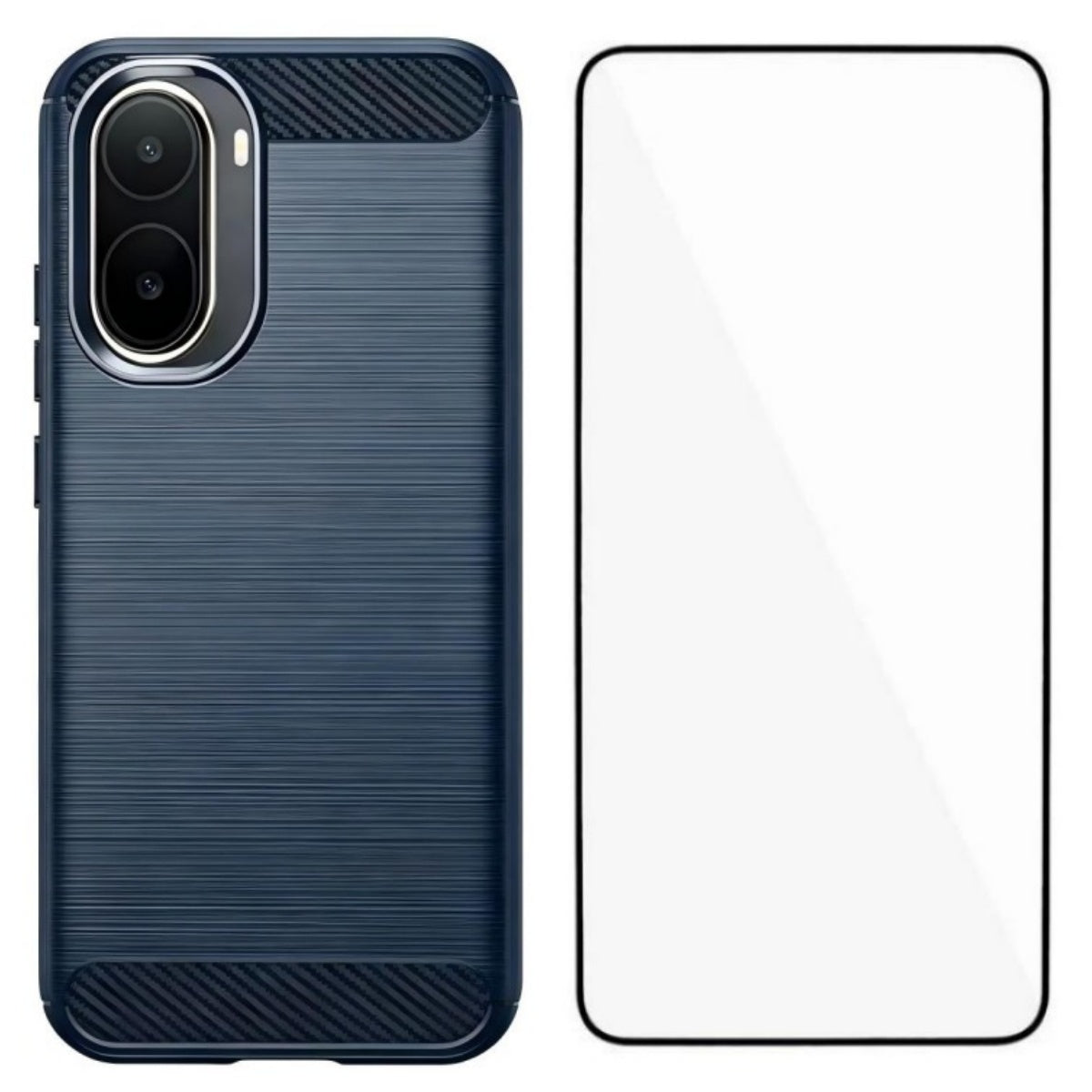 WANLONFENG til Xiaomi Poco C85x 5G / Redmi A7 Pro 4G (171.56mm), etui med skærmfilm, LS-serien, stort linsehul, TPU-mobilcover med børstet tekstur