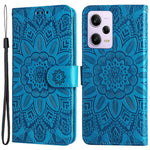 For Xiaomi Redmi Note 12 Pro 5G  / Note 12 Pro Speed 5G / Poco X5 Pro 5G  PU Leather Sunflower Imprinted Phone Case Magnetic Closure Stand Flip Cover with Wrist Strap