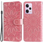 For Xiaomi Redmi Note 12 Pro 5G  / Note 12 Pro Speed 5G / Poco X5 Pro 5G  PU Leather Sunflower Imprinted Phone Case Magnetic Closure Stand Flip Cover with Wrist Strap