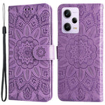 For Xiaomi Redmi Note 12 Pro 5G  / Note 12 Pro Speed 5G / Poco X5 Pro 5G  PU Leather Sunflower Imprinted Phone Case Magnetic Closure Stand Flip Cover with Wrist Strap