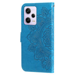 For Xiaomi Redmi Note 12 Pro 5G  / Note 12 Pro Speed 5G / Poco X5 Pro 5G PU Leather Magnetic Closure Flower Imprinted Case Stand Feature Wallet Full Body Protective Phone Cover Shell with Strap