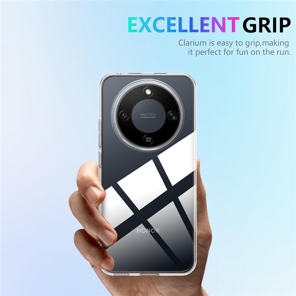 Fodral till Honor Magic8 Lite 5G / X9d 5G / X70 5G TPU genomskinligt mobilskal + 2 st. härdat glasskärmfilm 2.5D bågformad kant