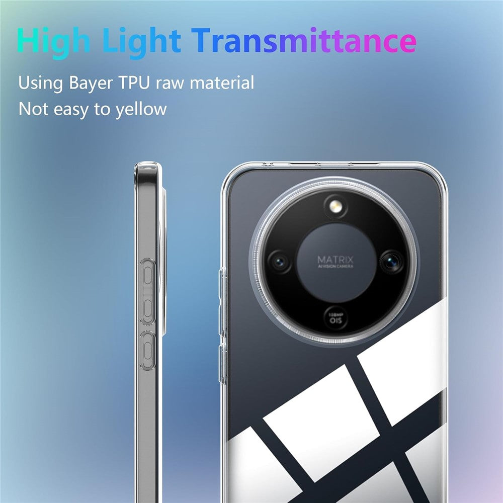 Fodral till Honor Magic8 Lite 5G / X9d 5G / X70 5G TPU genomskinligt mobilskal + 2 st. härdat glasskärmfilm 2.5D bågformad kant
