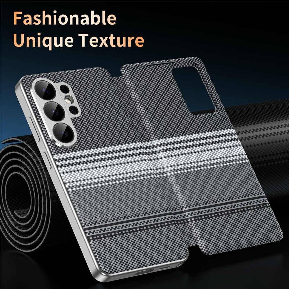 Til Samsung Galaxy S26 Ultra Etui Kortlomme Visningsvindue Gradientfarve Ternmønster Læder Telefoncover