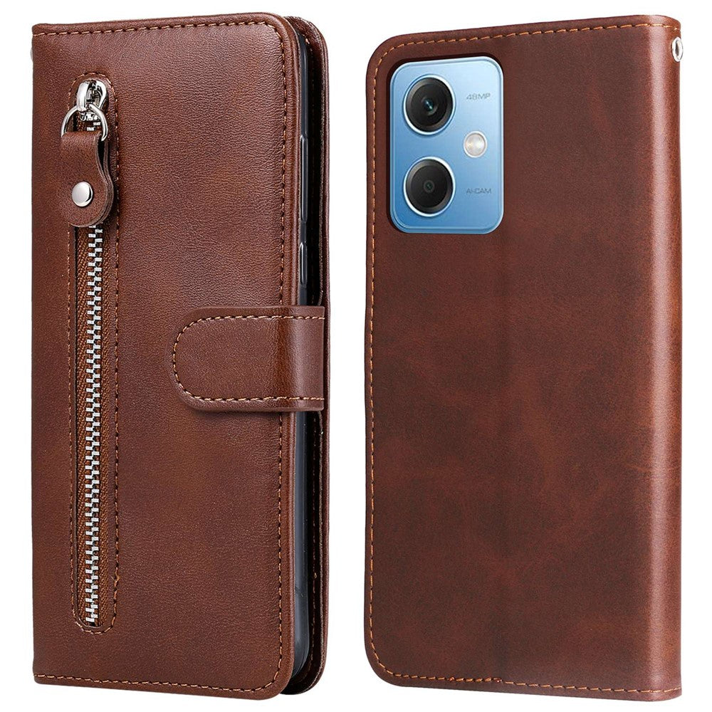 Mobilcover med krokodillestruktur til Xiaomi Redmi Note 12 5G (Global) / (Indien) / (Kina) / Poco X5 5G, pungestil, PU-læder, lynlås, lomme med foldbart låg og stativ