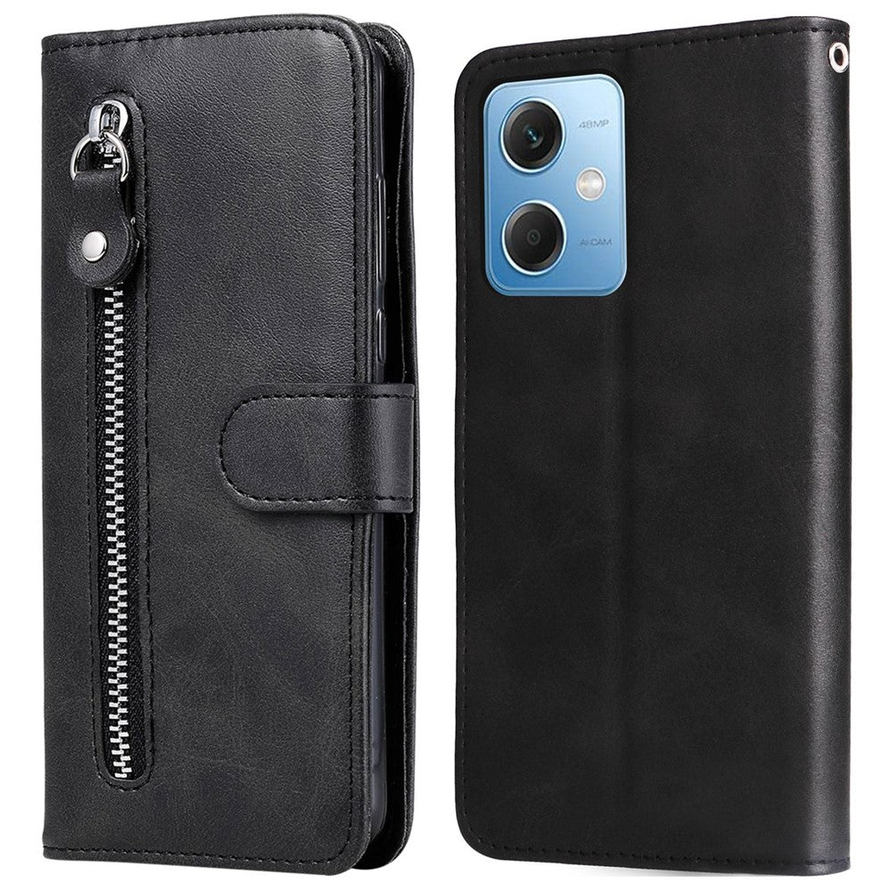 Mobilcover med krokodillestruktur til Xiaomi Redmi Note 12 5G (Global) / (Indien) / (Kina) / Poco X5 5G, pungestil, PU-læder, lynlås, lomme med foldbart låg og stativ