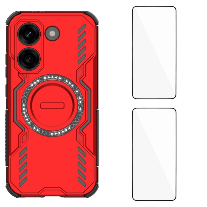 WANLONFENG For Xiaomi Redmi Turbo 5 5G / Xiaomi Poco X8 Pro 5G Magnetic Case DJ Series PC TPU Phone Cover with 2Pcs Tempered Glass Film