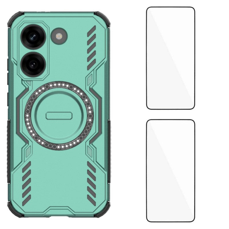 WANLONFENG For Xiaomi Redmi Turbo 5 5G / Xiaomi Poco X8 Pro 5G Magnetic Case DJ Series PC TPU Phone Cover with 2Pcs Tempered Glass Film