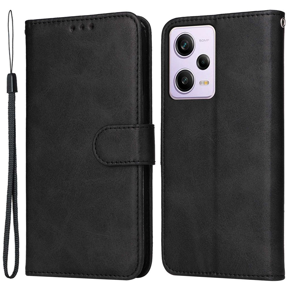 For Xiaomi Redmi Note 12 Pro 5G  / Note 12 Pro Speed 5G / Poco X5 Pro 5G Calf Texture PU Leather Case Stand Wallet Phone Protective Cover with Strap