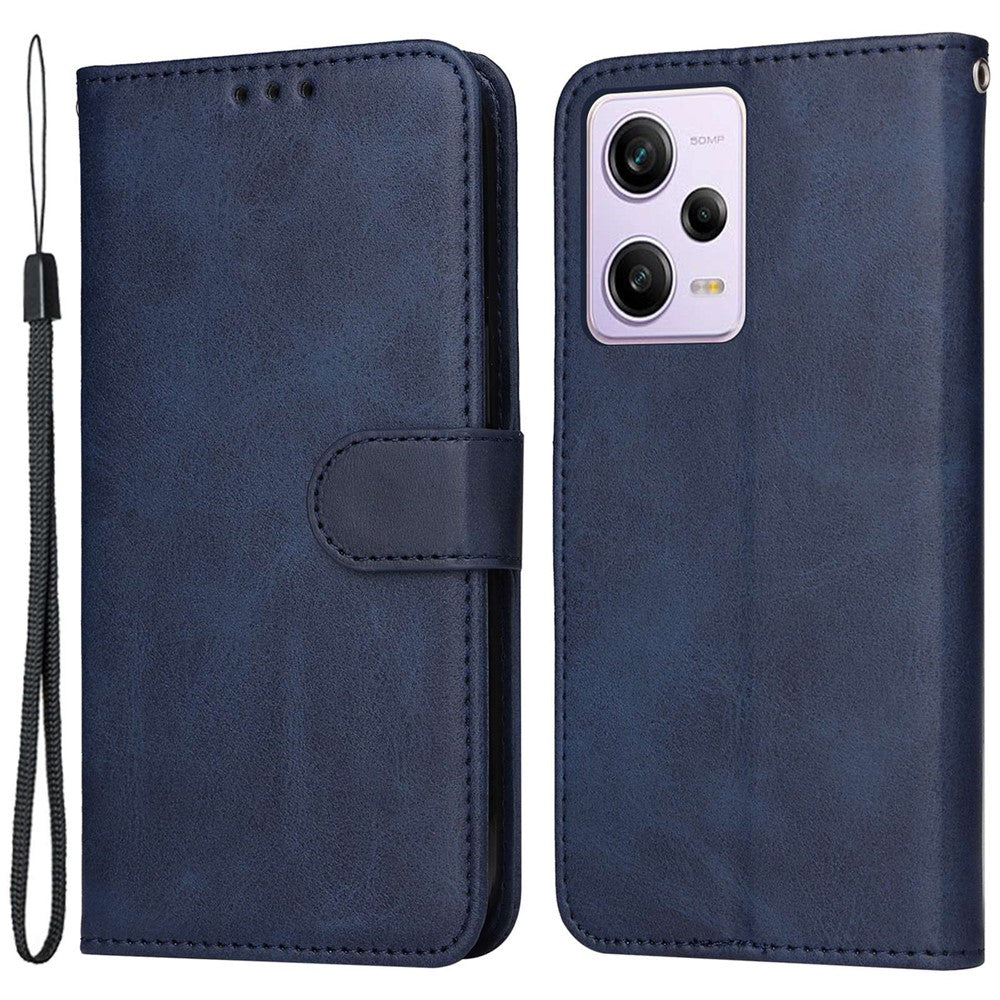 For Xiaomi Redmi Note 12 Pro 5G  / Note 12 Pro Speed 5G / Poco X5 Pro 5G Calf Texture PU Leather Case Stand Wallet Phone Protective Cover with Strap