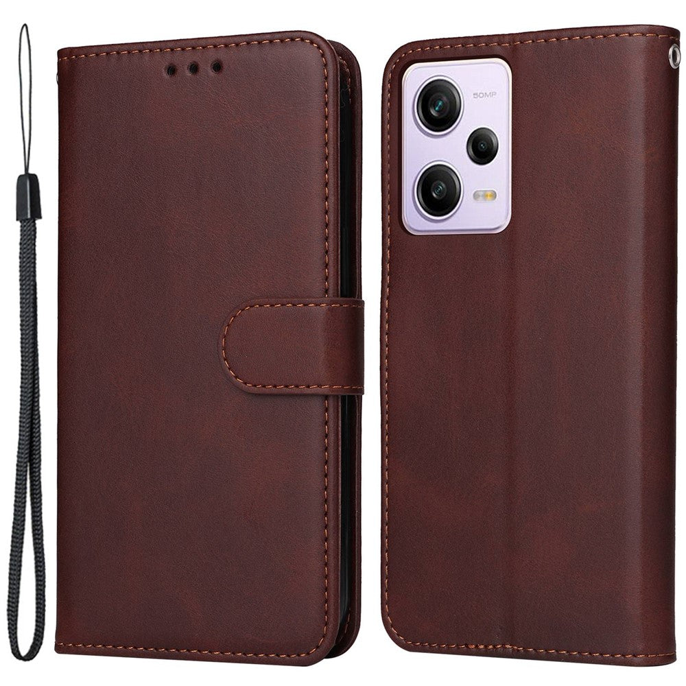 For Xiaomi Redmi Note 12 Pro 5G  / Note 12 Pro Speed 5G / Poco X5 Pro 5G Calf Texture PU Leather Case Stand Wallet Phone Protective Cover with Strap