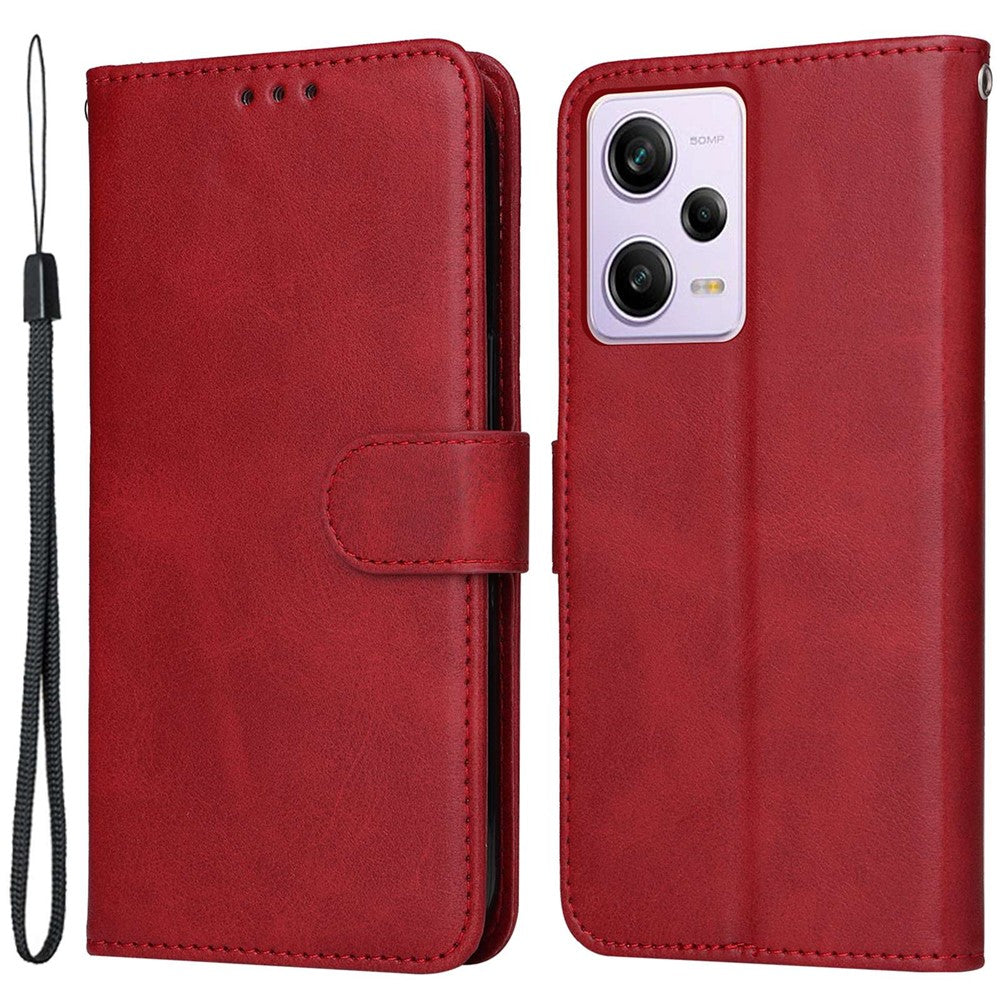 For Xiaomi Redmi Note 12 Pro 5G  / Note 12 Pro Speed 5G / Poco X5 Pro 5G Calf Texture PU Leather Case Stand Wallet Phone Protective Cover with Strap