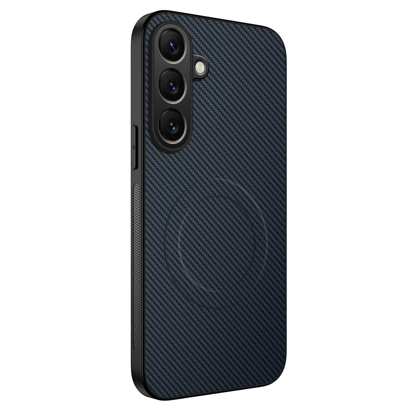 WANLONFENG For Samsung Galaxy A27 5G TQ Series Magnetic Case Carbon Fiber Texture PC TPU Phone Cover