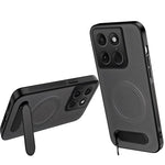 WANLONFENG til Motorola Moto X70 Air Pro 5G / Motorola Signature 5G QT-serien, magnetisk cover med stativ og kulfiberstruktur, PC-TPU-mobilcover