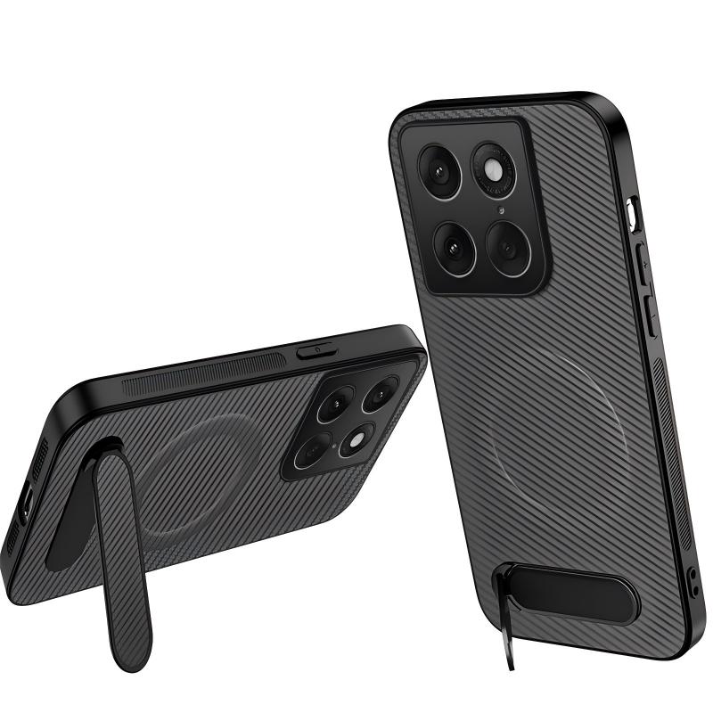 WANLONFENG til Motorola Moto X70 Air Pro 5G / Motorola Signature 5G QT-serien, magnetisk cover med stativ og kulfiberstruktur, PC-TPU-mobilcover