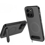 WANLONFENG Magnetiskt skal för OnePlus Turbo 6 5G QT-serien Stativ Kolfiberstruktur PC TPU mobilskal