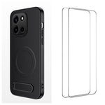 WANLONFENG Magnetiskt skal för OnePlus Turbo 6 5G QT1-serien med 2 st. härdat glas, stativ, kolfiberstruktur, PC TPU-mobilskal