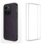WANLONFENG Magnetiskt skal för OnePlus Turbo 6 5G QT1-serien med 2 st. härdat glas, stativ, kolfiberstruktur, PC TPU-mobilskal