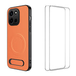 WANLONFENG Magnetiskt skal för OnePlus Turbo 6 5G QT1-serien med 2 st. härdat glas, stativ, kolfiberstruktur, PC TPU-mobilskal