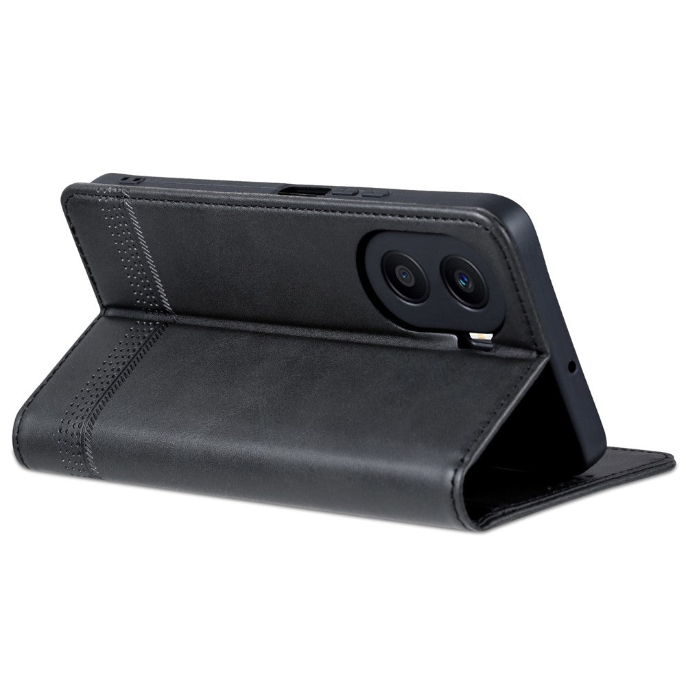 AZNS PU Leather Phone Case for Honor Play 40 Plus 5G Cowhide Texture Protective Cover Magnetic Closure Folio Flip Wallet Stand Case