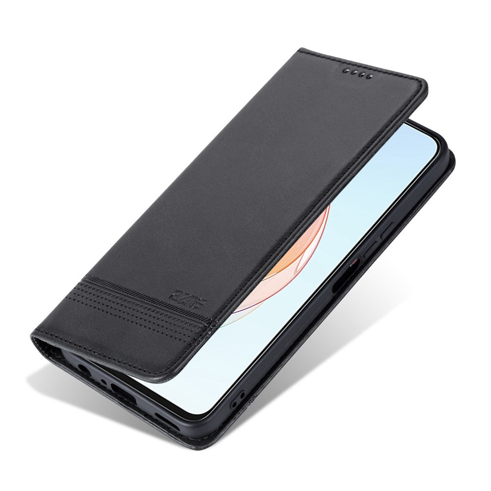 AZNS PU Leather Phone Case for Honor Play 40 Plus 5G Cowhide Texture Protective Cover Magnetic Closure Folio Flip Wallet Stand Case