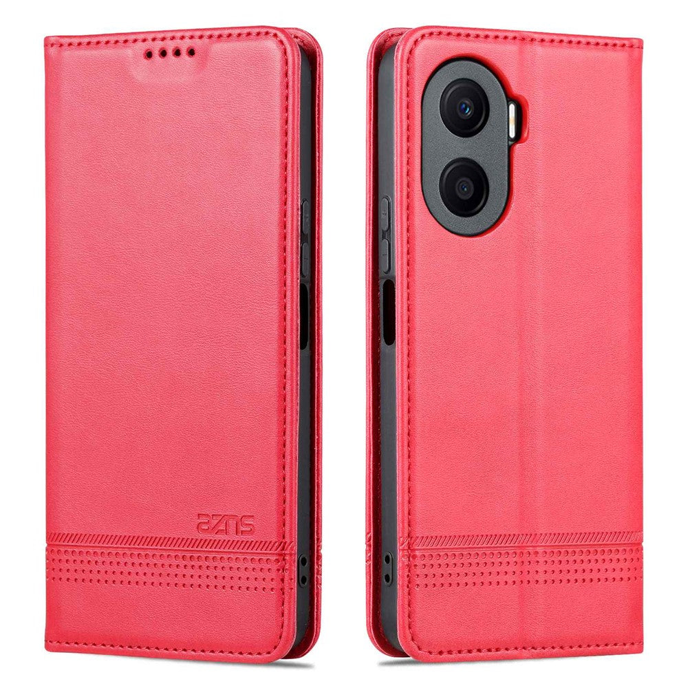 AZNS PU Leather Phone Case for Honor Play 40 Plus 5G Cowhide Texture Protective Cover Magnetic Closure Folio Flip Wallet Stand Case