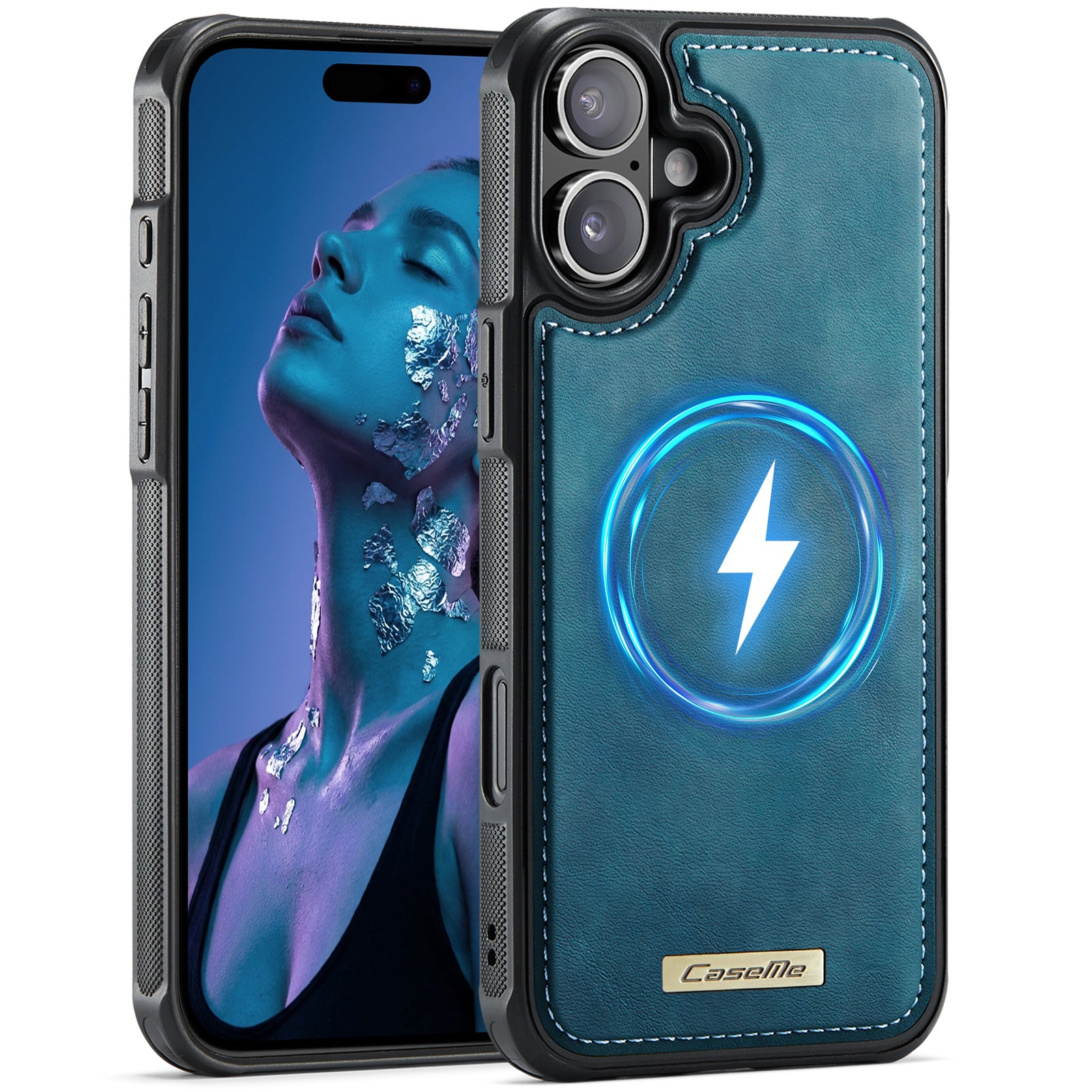 CaseMe för iPhone 17 C69-serien magnetiskt skal läderbelagt TPU-mobilskydd