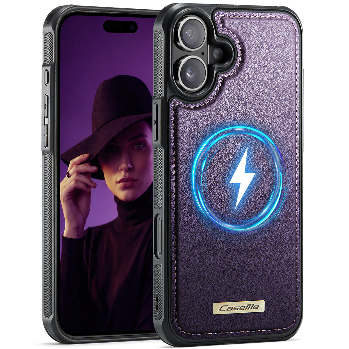 CaseMe For iPhone 17 C69 Series Magnetic Case Leather Coated TPU Phone Cover