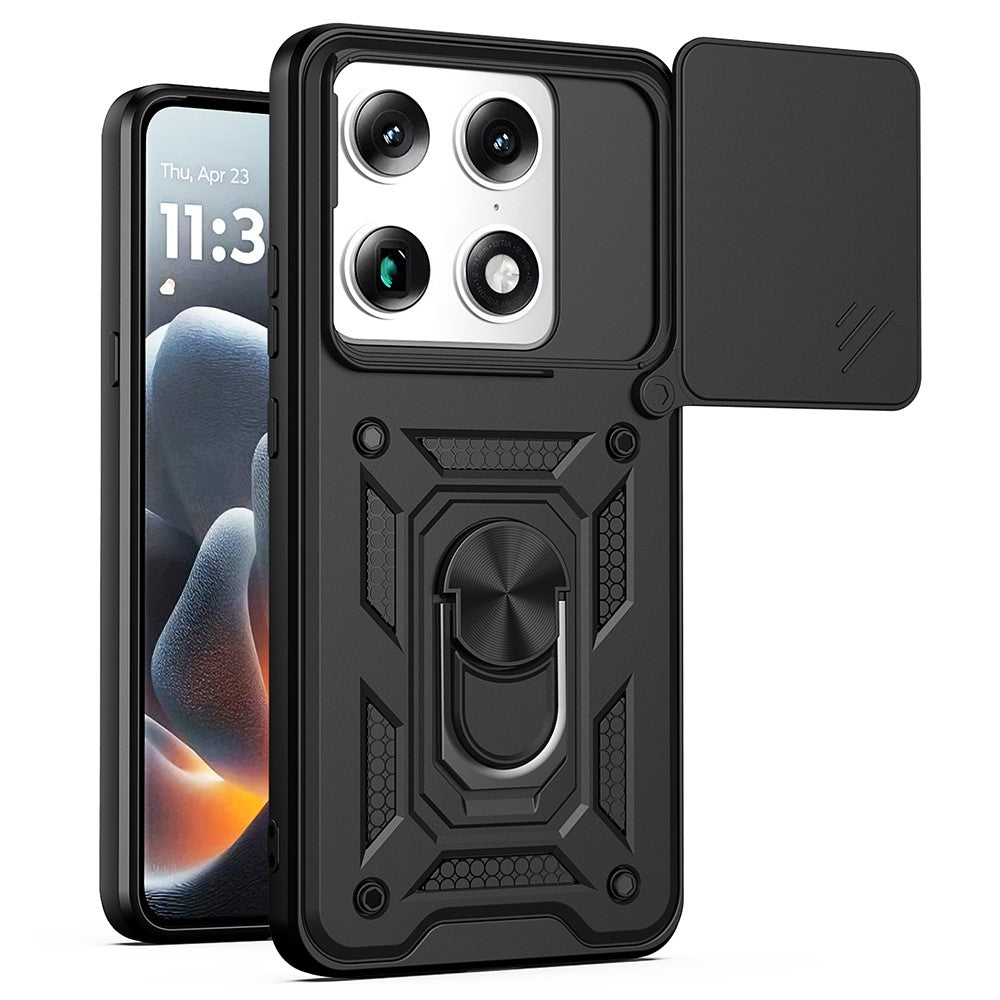For Motorola Signature 5G Case with Slide Camera Lid PC + TPU Kickstand Phone Cover