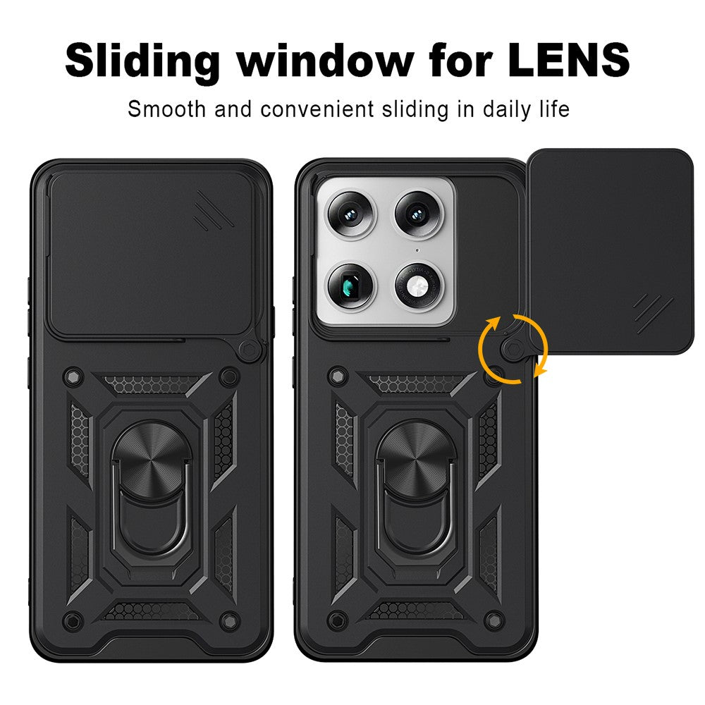 For Motorola Signature 5G Case with Slide Camera Lid PC + TPU Kickstand Phone Cover