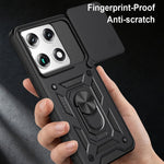 For Motorola Signature 5G Case with Slide Camera Lid PC + TPU Kickstand Phone Cover