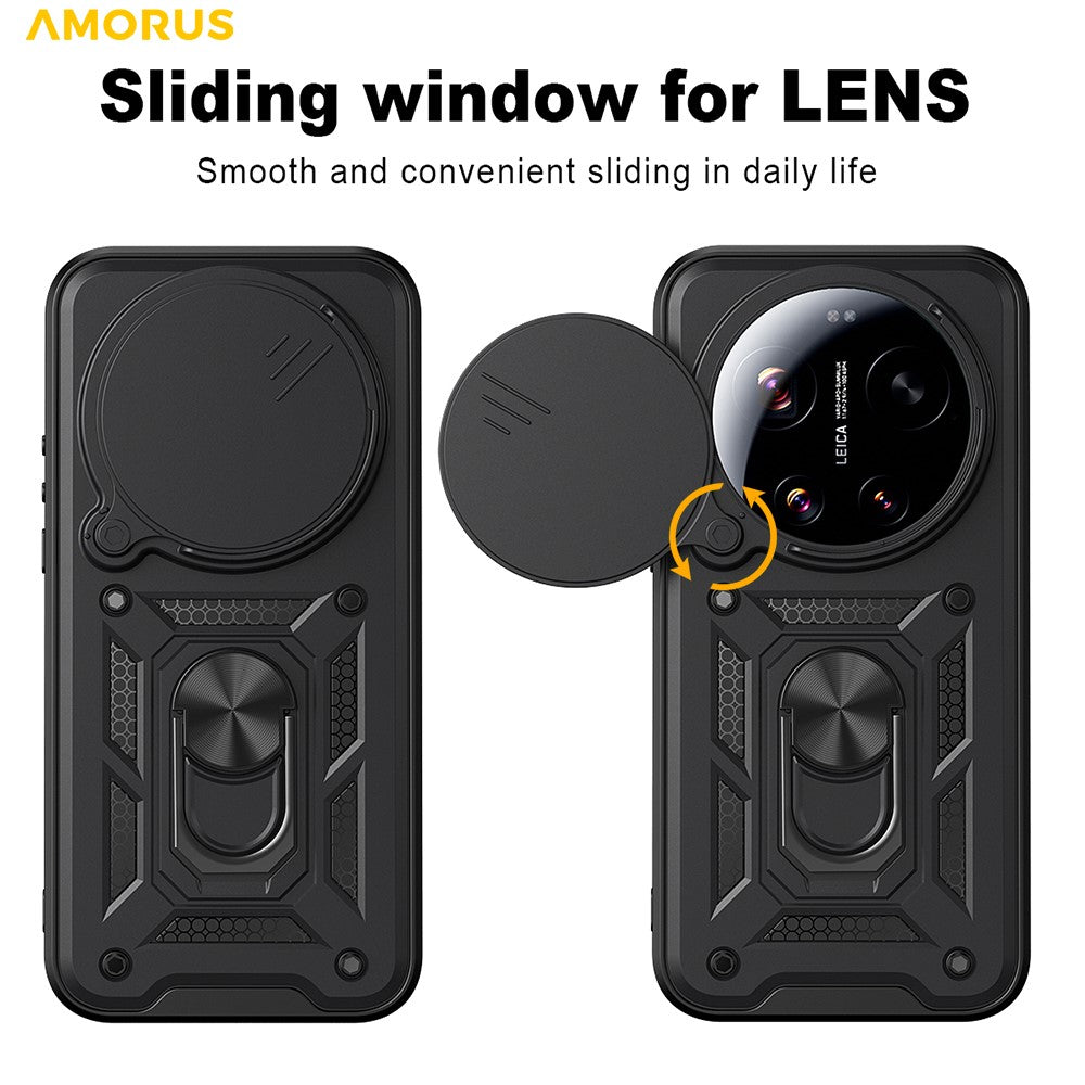 AMORUS For Xiaomi 17 Ultra 5G Case Kickstand PC + TPU Phone Cover with Camera Lens Slider