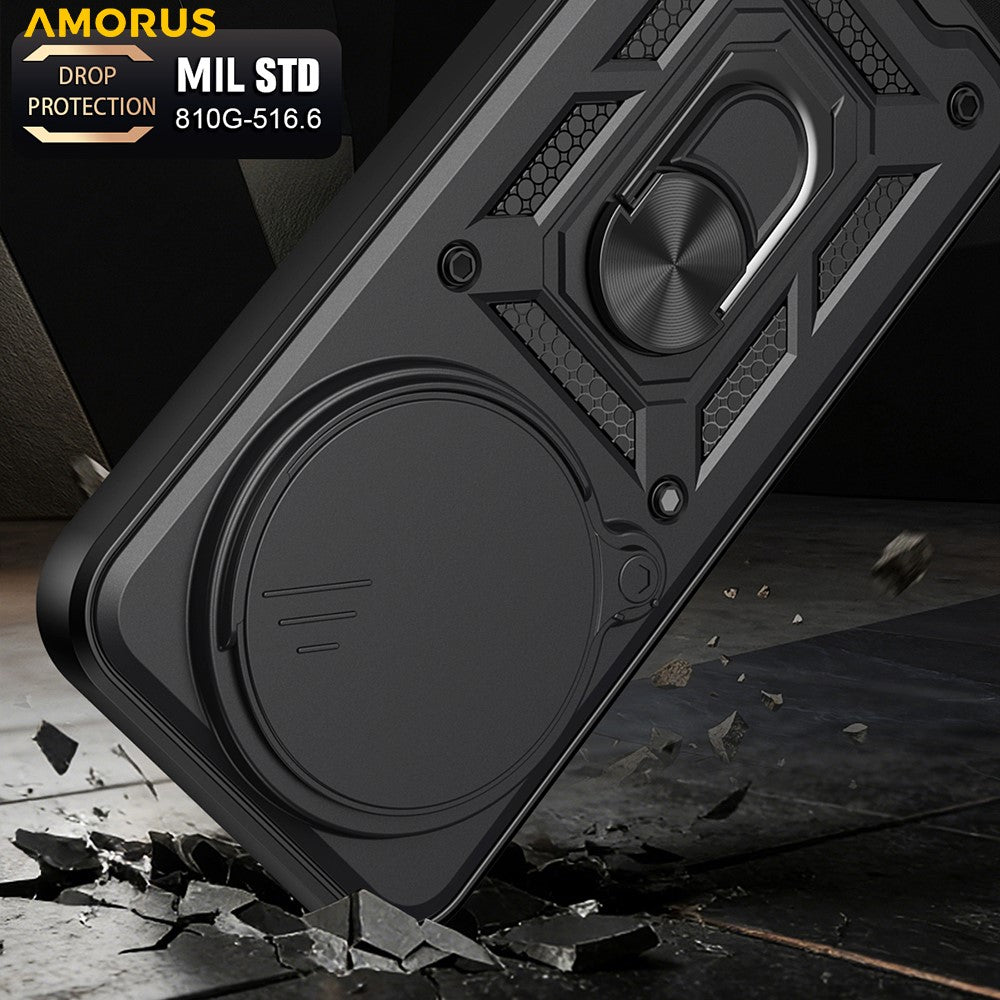AMORUS For Xiaomi 17 Ultra 5G Case Kickstand PC + TPU Phone Cover with Camera Lens Slider