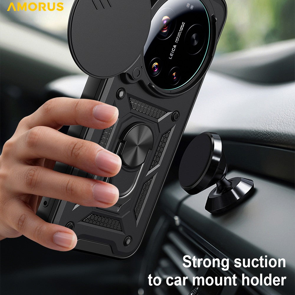 AMORUS For Xiaomi 17 Ultra 5G Case Kickstand PC + TPU Phone Cover with Camera Lens Slider