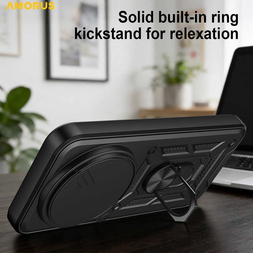 AMORUS For Xiaomi 17 Ultra 5G Case Kickstand PC + TPU Phone Cover with Camera Lens Slider