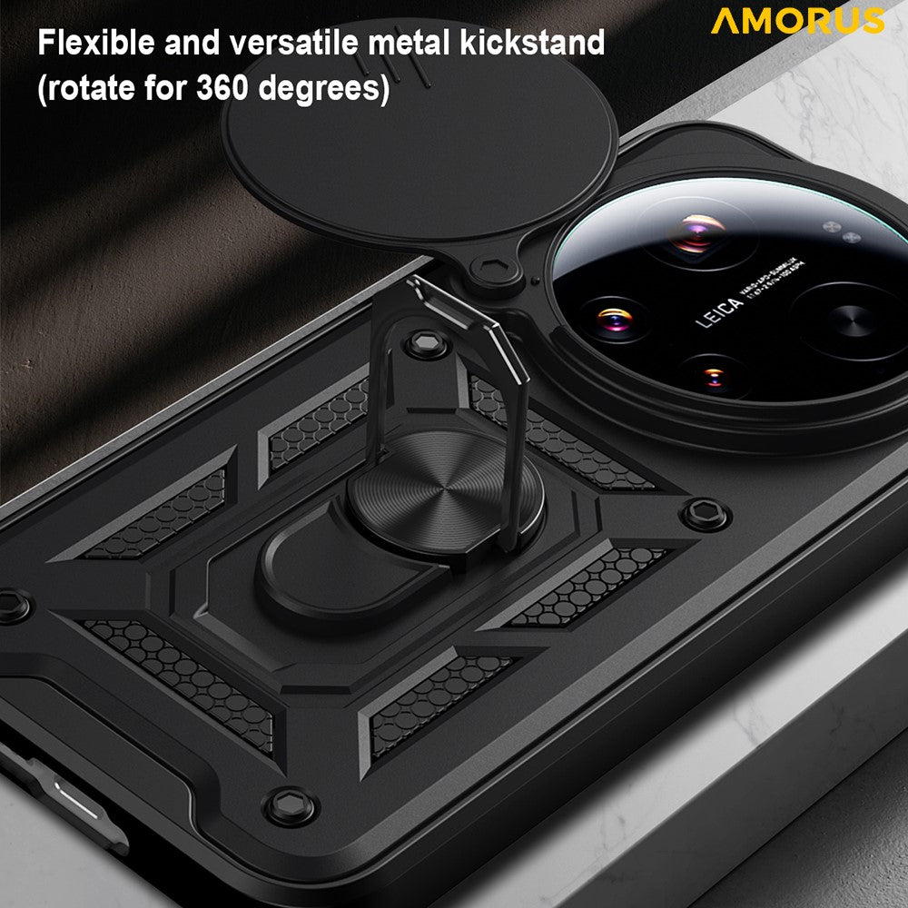 AMORUS For Xiaomi 17 Ultra 5G Case Kickstand PC + TPU Phone Cover with Camera Lens Slider