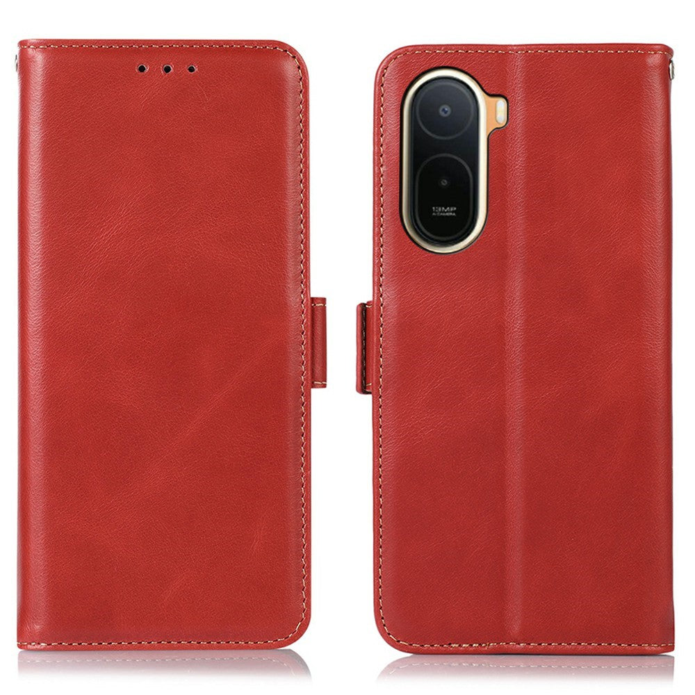 Case For Xiaomi Poco C85x 5G / Redmi A7 Pro 4G (171.56mm) / Redmi A7 Pro 5G RFID Blocking Genuine Cow Leather Wallet Phone Cover