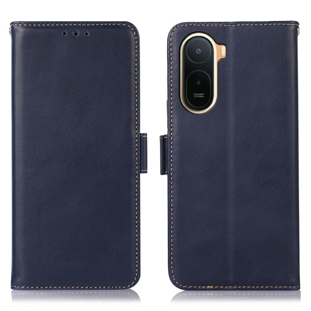 Case For Xiaomi Poco C85x 5G / Redmi A7 Pro 4G (171.56mm) / Redmi A7 Pro 5G RFID Blocking Genuine Cow Leather Wallet Phone Cover