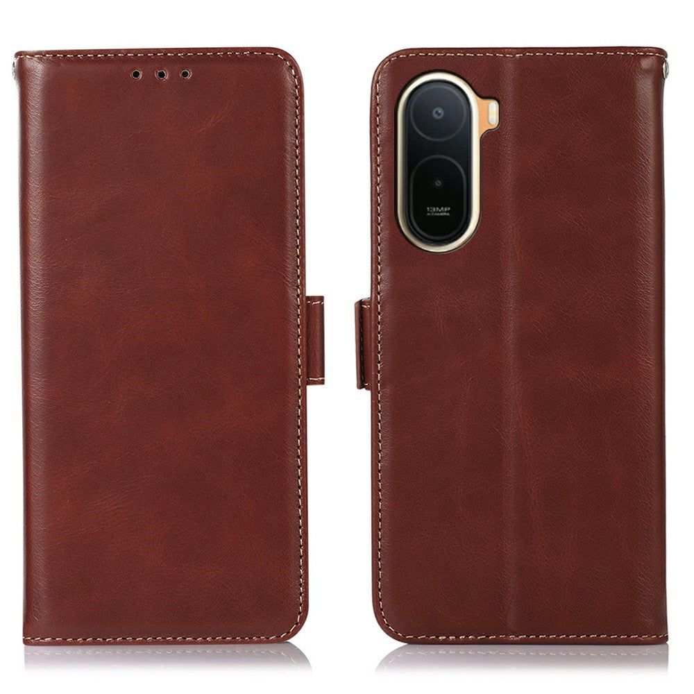 Case For Xiaomi Poco C85x 5G / Redmi A7 Pro 4G (171.56mm) / Redmi A7 Pro 5G RFID Blocking Genuine Cow Leather Wallet Phone Cover