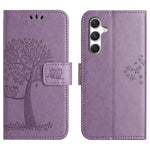 For Samsung Galaxy A27 5G Case PU Leather Owl Tree Imprinted Wallet Phone Cover with Strap