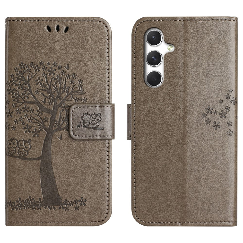 For Samsung Galaxy A27 5G Case PU Leather Owl Tree Imprinted Wallet Phone Cover with Strap