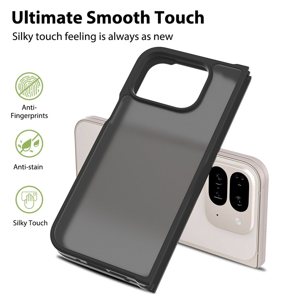 Til Google Pixel 9 Pro Fold 5G Gennemsigtigt Cover Anti-fingeraftryk Stødsikkert TPU PC Beskyttende Etui